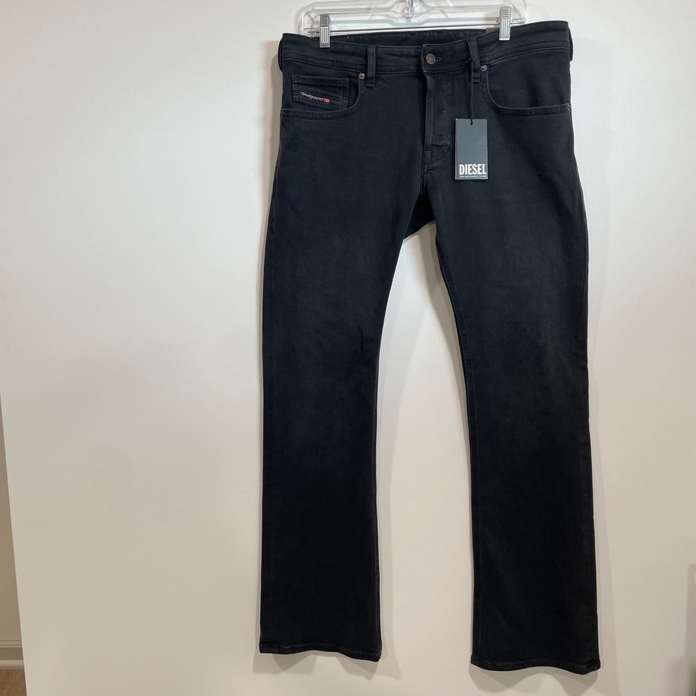 Diesel Zatiny-X 2007 Slim Bootcut Jeans Black Denim Mens 32(36)x32 RE064